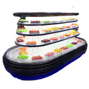 Round Open Display Fridge Supermarket Multideck Commercial Refrigerator For Vegetables and Fruits