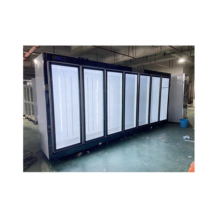 Four Sliding Glass Door Freezer/Refrigerator/Cooler/Fridge For Refrigerated Meat/Beef/Vegetables/Fruits