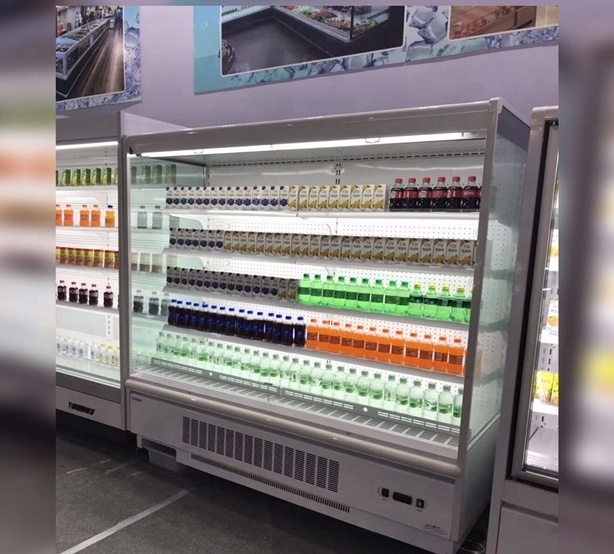 Supermarket Multideck Refrigerated Showcase with Remote DC Inverter Compressor for Meat Display