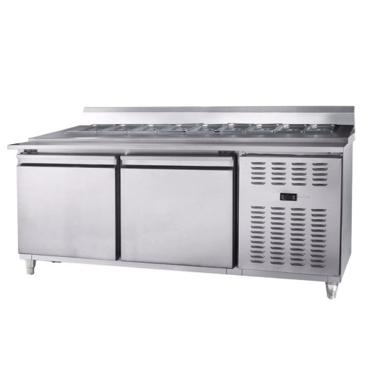 Sandwich Prep Table Under Counter Fridge Air Cooling Double Door Bar Counter Workbench Refrigerator