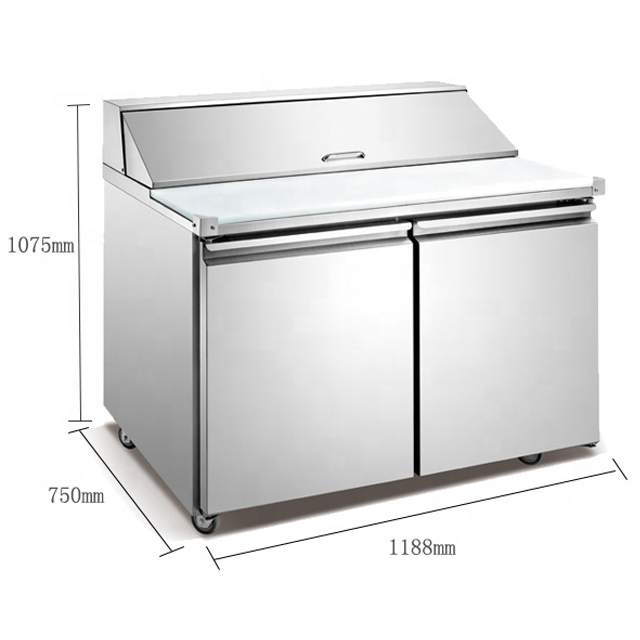 Refrigerated pizza sandwich prep salad bar refrigerator work table under counter top fridge chiller undercounter freezer