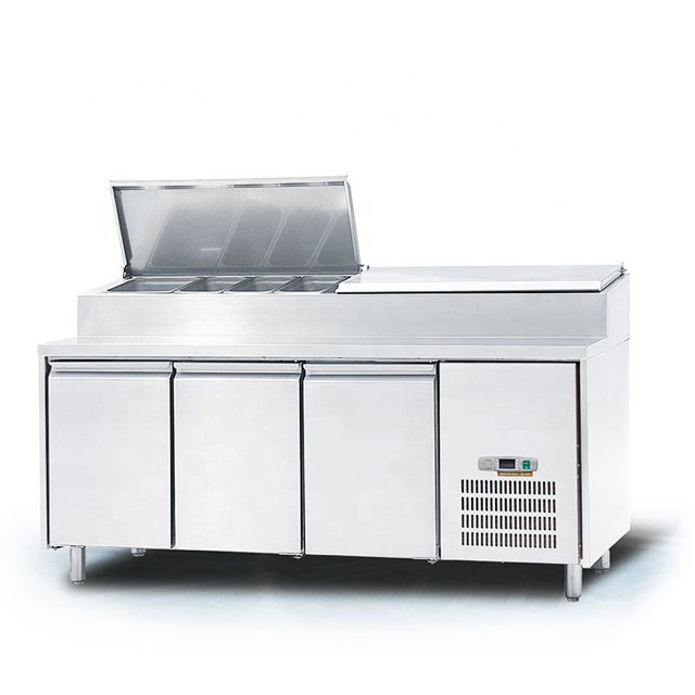 Refrigerated pizza sandwich prep salad bar refrigerator work table under counter top fridge chiller undercounter freezer