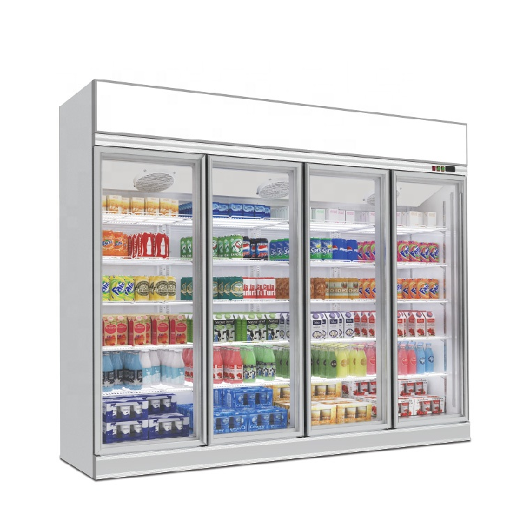 supermarket  glass door cooler and freezer showcase refrigerator display chiller for frozen food or drinks