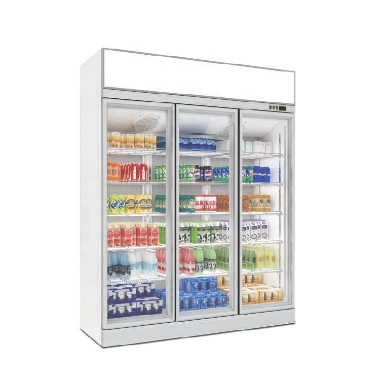 supermarket  glass door cooler and freezer showcase refrigerator display chiller for frozen food or drinks