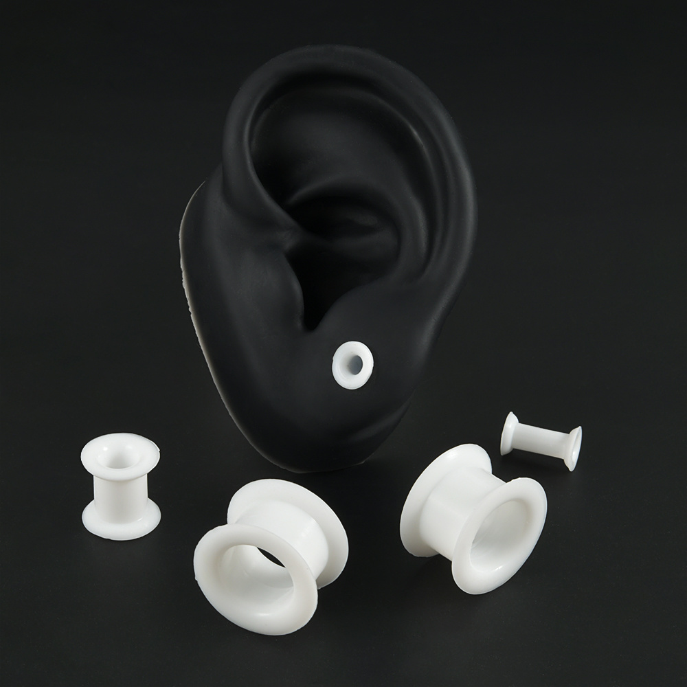 Newest Big Sizes Silicone White Ear Gauges Hollow Double Flared Ear Expander Stretcher For Women Men Piercing 3mm-50mm