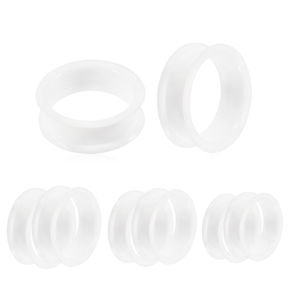 Newest Big Sizes Silicone White Ear Gauges Hollow Double Flared Ear Expander Stretcher For Women Men Piercing 3mm-50mm