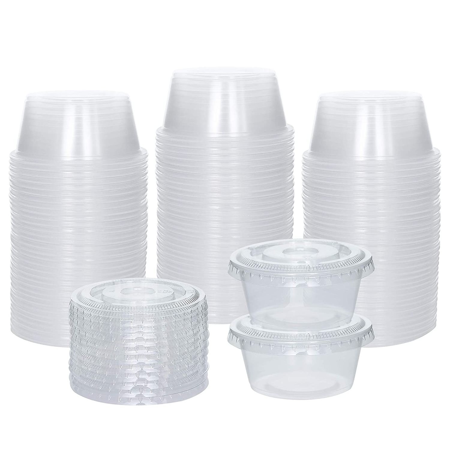 Plastic sauce cup 2 oz pudding portion condiment cups with Lids jello shot syringe 2oz