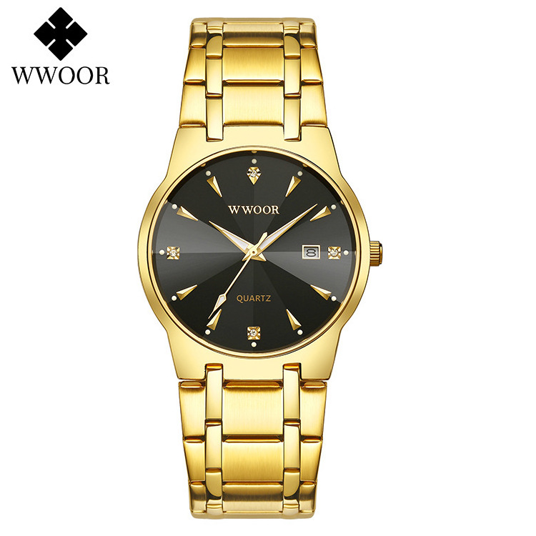 WWOOR new product with diamond inlaid scale displays quartz watches waterproof men luxury watch simple introverted