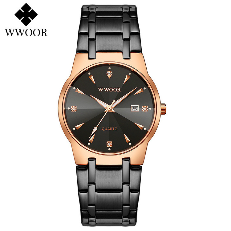 WWOOR new product with diamond inlaid scale displays quartz watches waterproof men luxury watch simple introverted