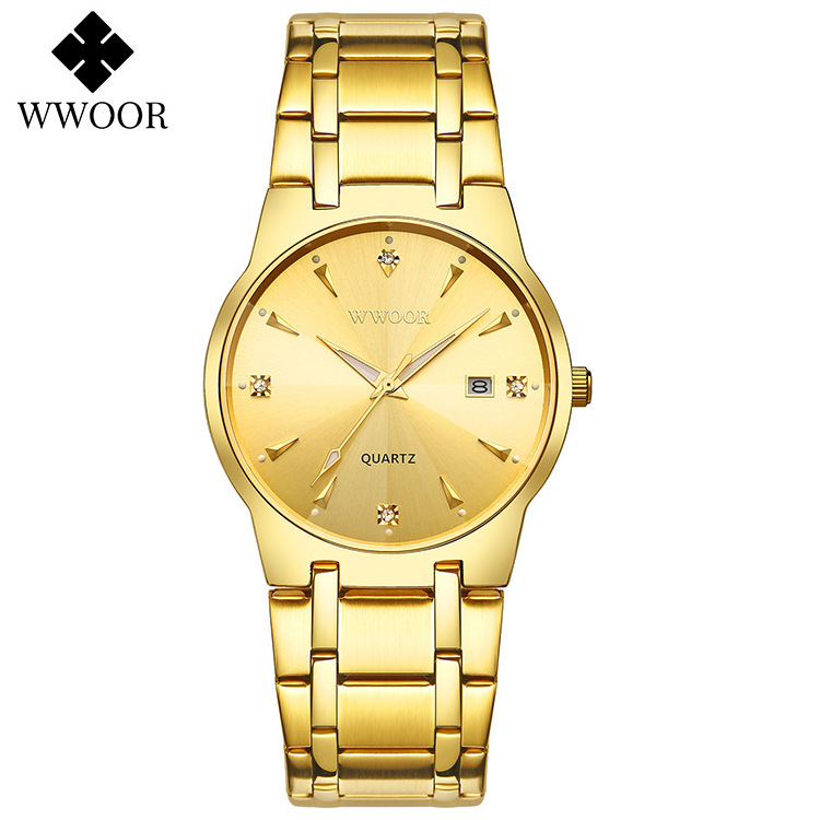 WWOOR new product with diamond inlaid scale displays quartz watches waterproof men luxury watch simple introverted