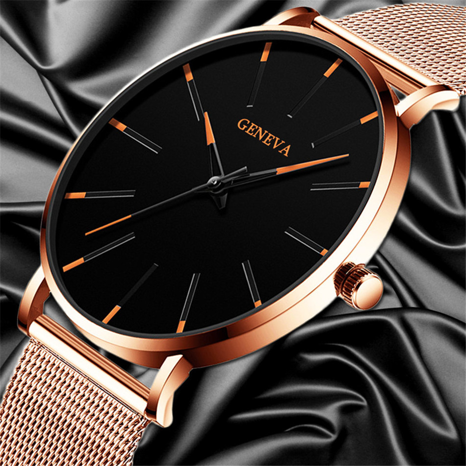 OEM ODM 2020 Minimalist Men's Fashion Ultra Thin Watches Simple Men Business Stainless Steel Mesh Belt Quartz Watch