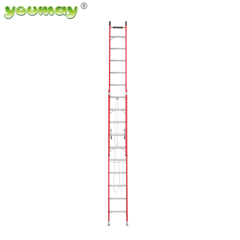 EN131 Factory Supply Frp Ladder 2X10 Steps Fiberglass Telescopic 2 Sections Ladder