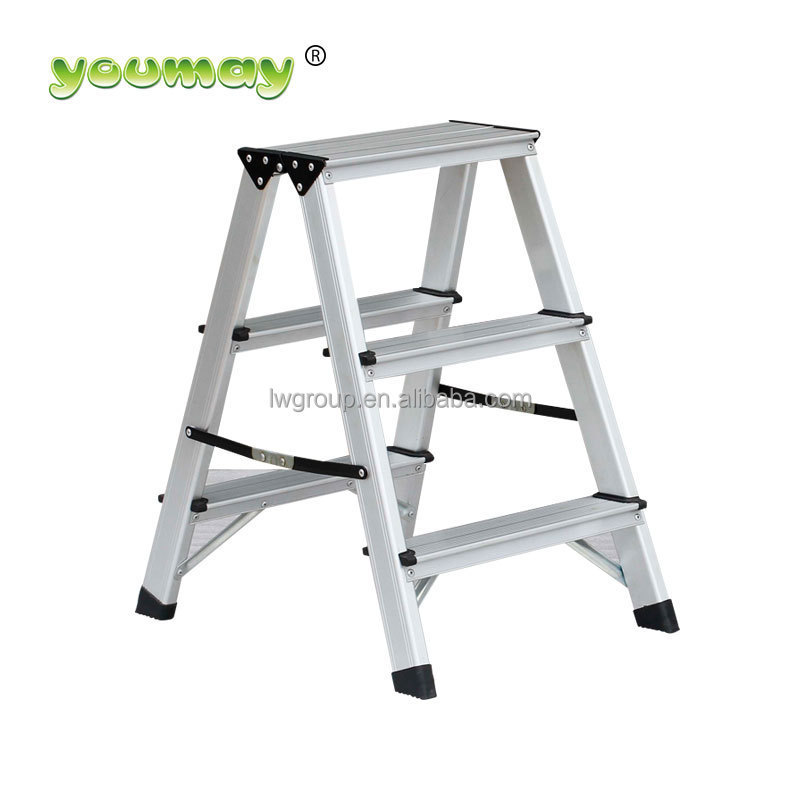 Quality Protection Aluminum Folding Ladder 1.2mm Thickness 3 Step A Shape Short Ladder