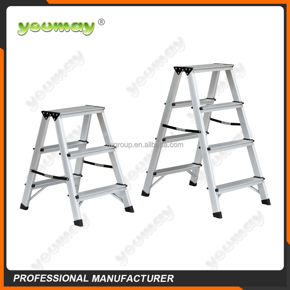 Quality Protection Aluminum Folding Ladder 1.2mm Thickness 3 Step A Shape Short Ladder