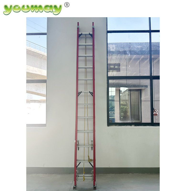 EN131 Factory Supply Frp Ladder 2X10 Steps Fiberglass Telescopic 2 Sections Ladder