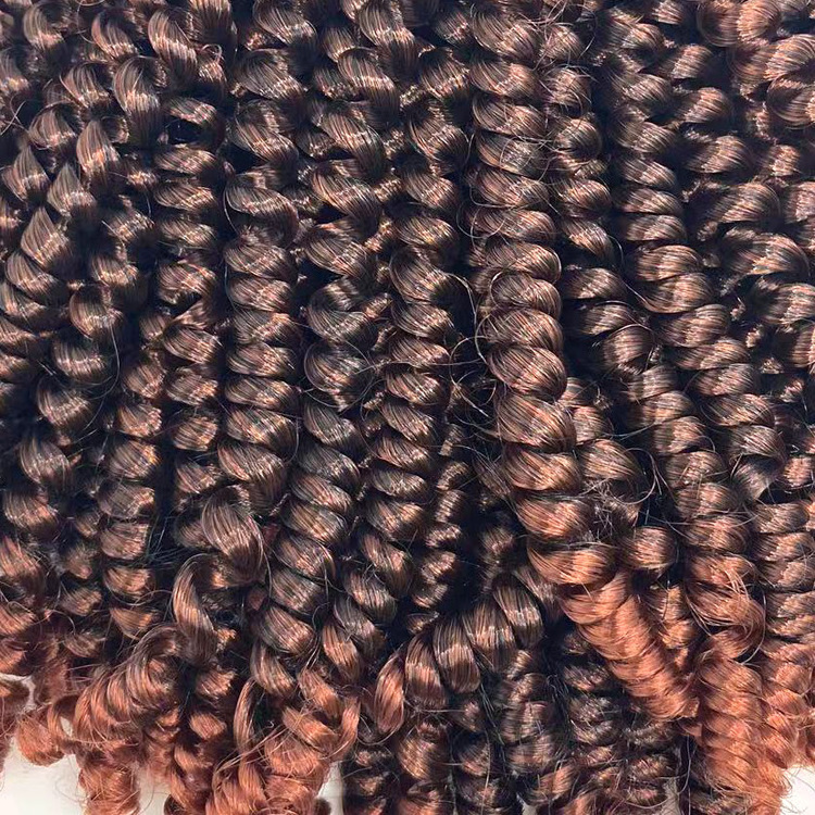 wholesale Kanekalon Spring Twist 8  Inches Spring Braids Ombre Curly Pre Twisted Colored Fluffed Spring Twist Hair