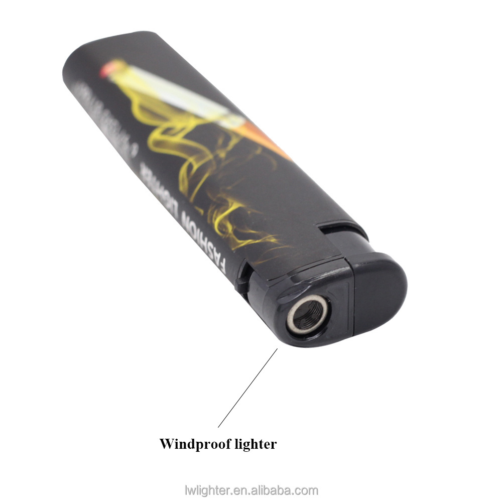 Factory 80mm custom print black electronic portable wind proof lighter anti wind lighter