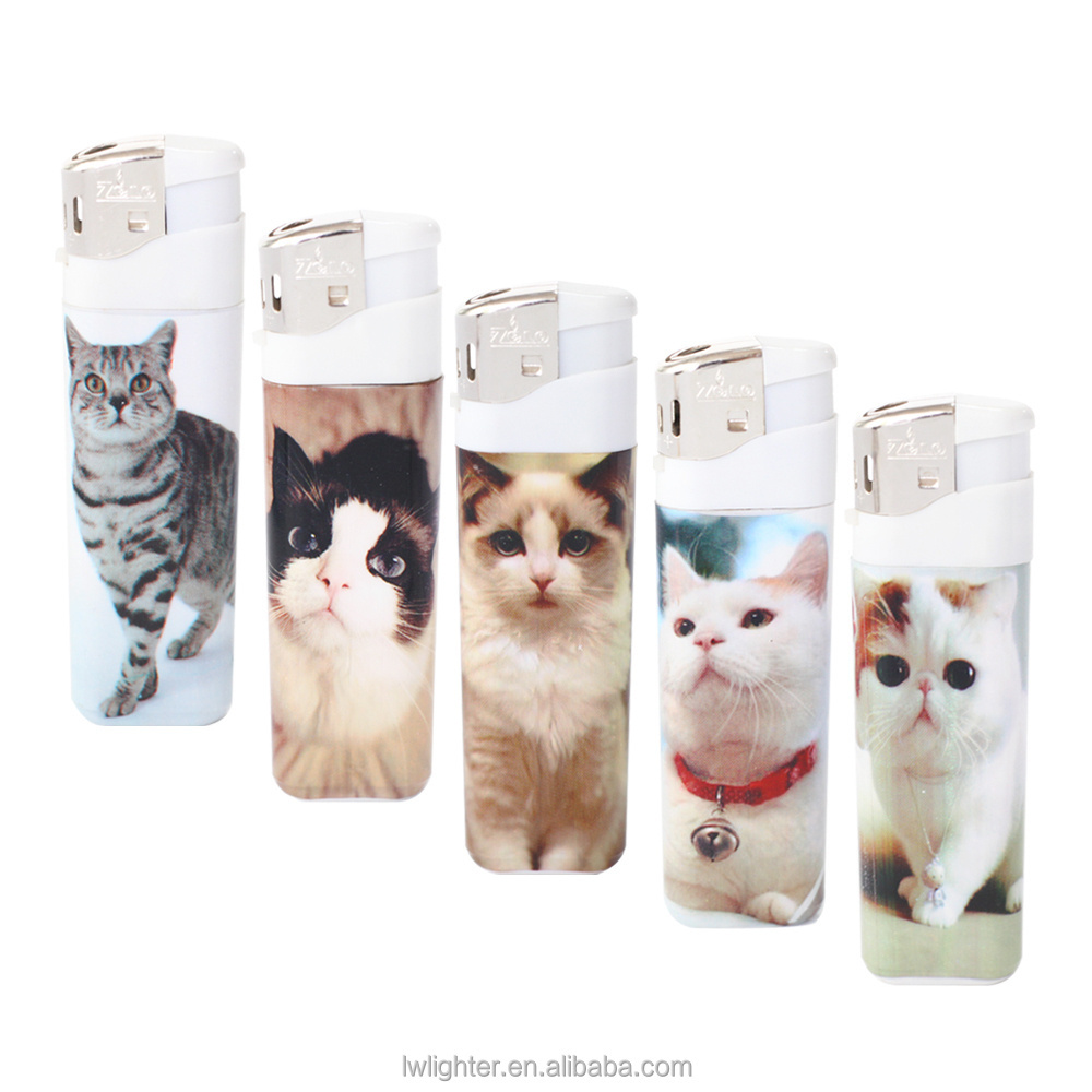 Custom printed full cover sticker plastic cigar electric smoking cat animal cute lighter