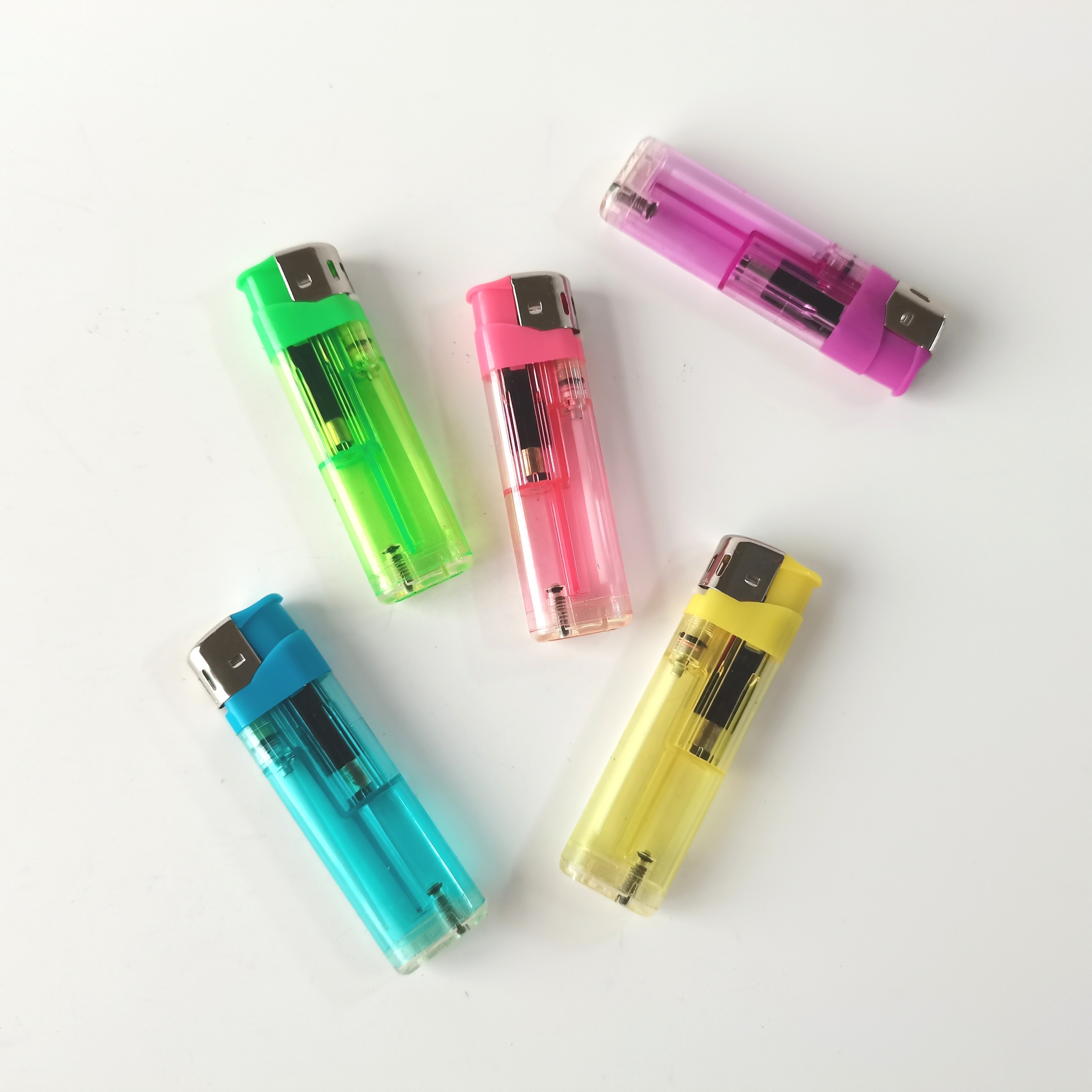 Transparent  Custom  Logo  Wholesale   Colorful  Refillable  Electronic  Butane  Gas  Lighter