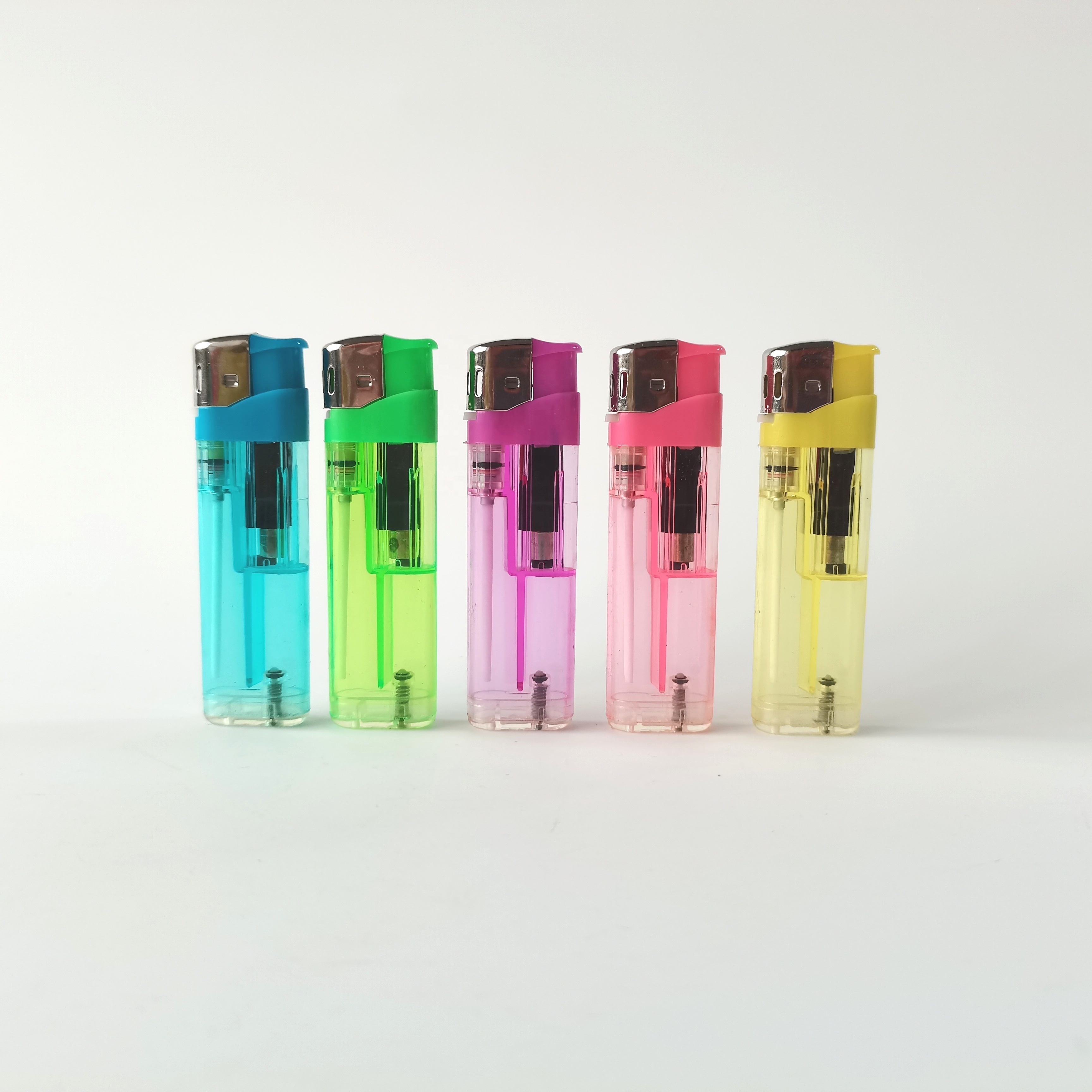 Transparent  Custom  Logo  Wholesale   Colorful  Refillable  Electronic  Butane  Gas  Lighter