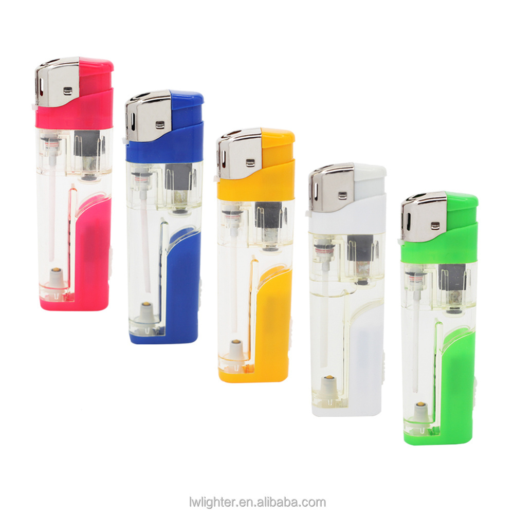 Custom logo cigarette crystal gas refillable flexible electric lighter with flashlight