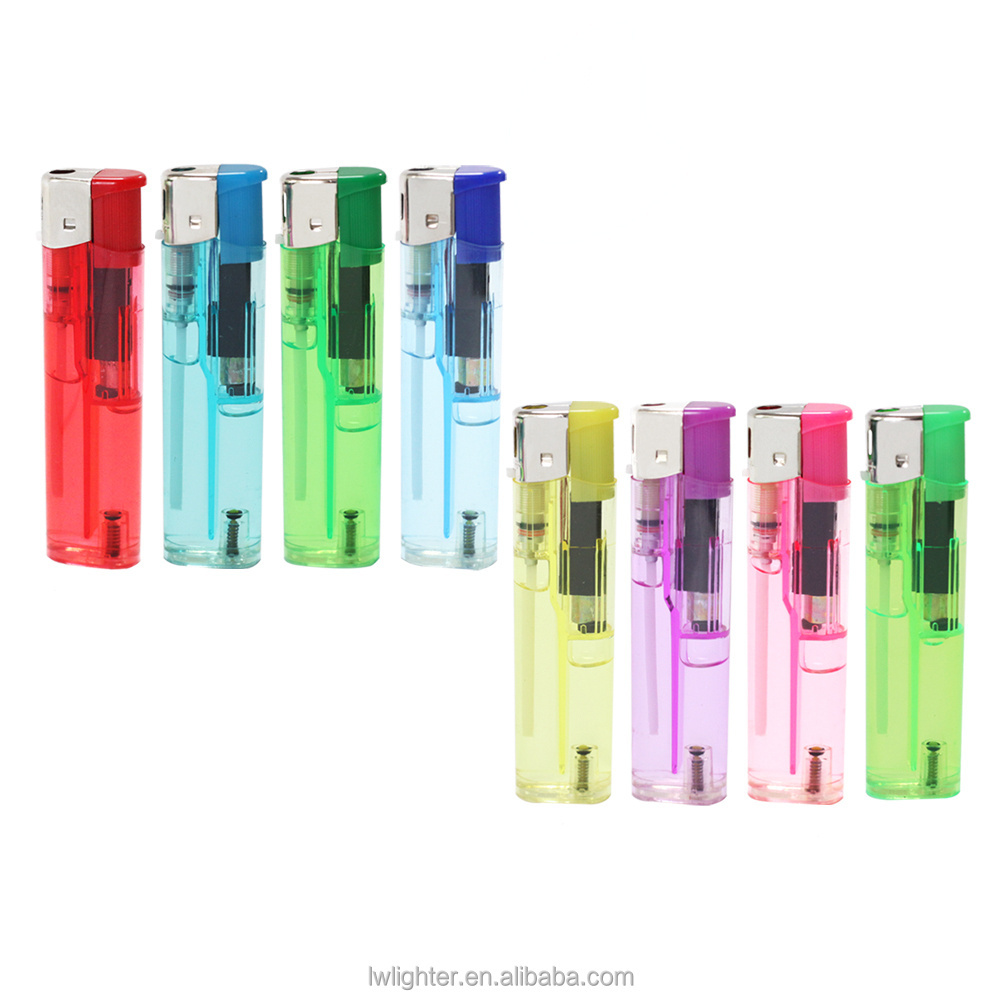 Transparent color smoke cigarette refillable gas electric lighter smoking accessories