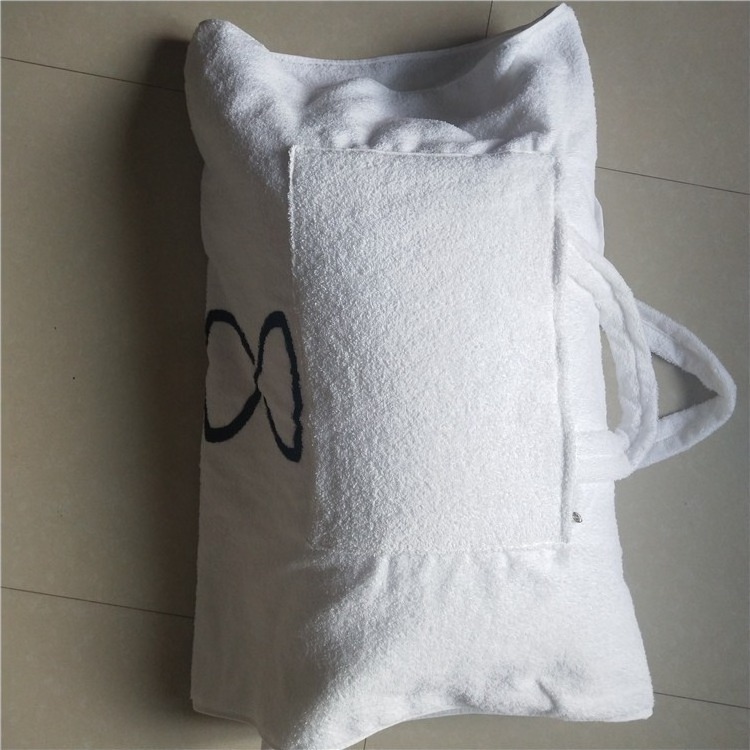 Cotton linen white beach chair towels with pocket customizable beach towel backpack lounge chair cover beach towel with pillow