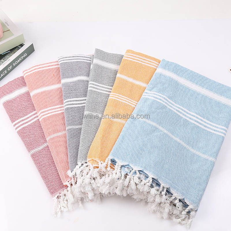 100% cotton striped beach towel available in Turkish Beach Towel Light and beautiful promotional towel