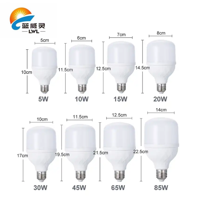 High Brightness 5w-50w Led Lamp E27 Led T Bulb 2 Years Warranty Aluminum Plastic T Shape Unique Appearance Bulb