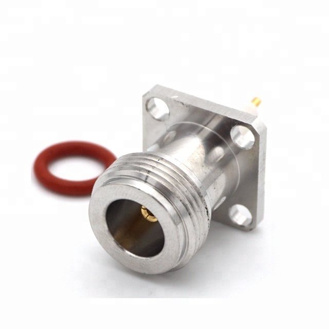 Straight Female N Connector 4 Holes Flange for PCB Mount