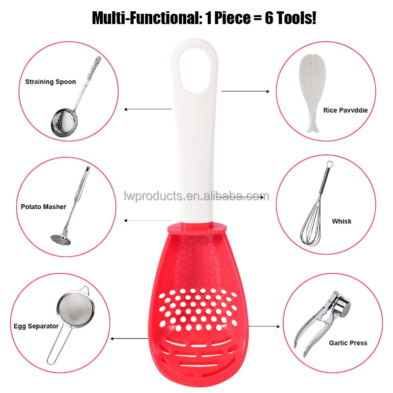 Multifunctional Kitchen Cooking Spoon Heat Resistant All Purpose Kitchen Tool Skimmer Scoop Colander Strainer Grater Masher