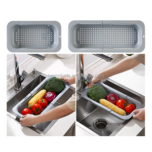 Kitchen Accessories 2024 Fruit Vegetable Tools & Gadgets Expandable Over The Sink Collapsible Colander Plastic Colander Strainer