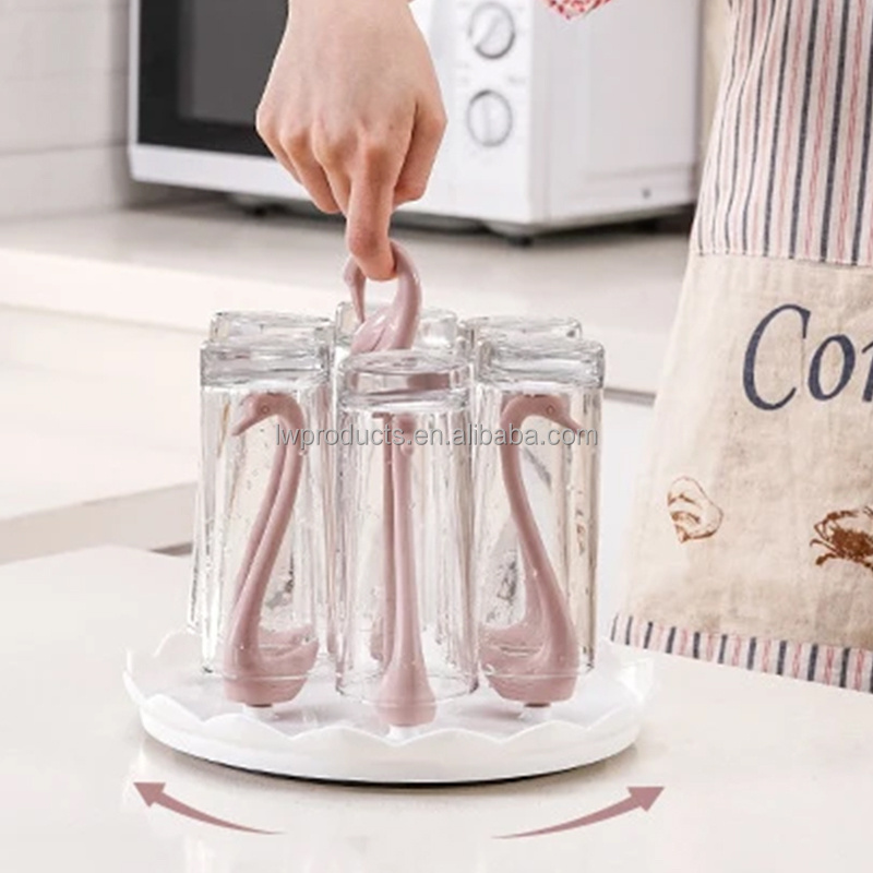 Swan Plastic Glass Water Cup Coffee Mug Stand Drying Hanger Glassware Shelf Storage Organizer Glass Rack Holder Glass Rack Shelf