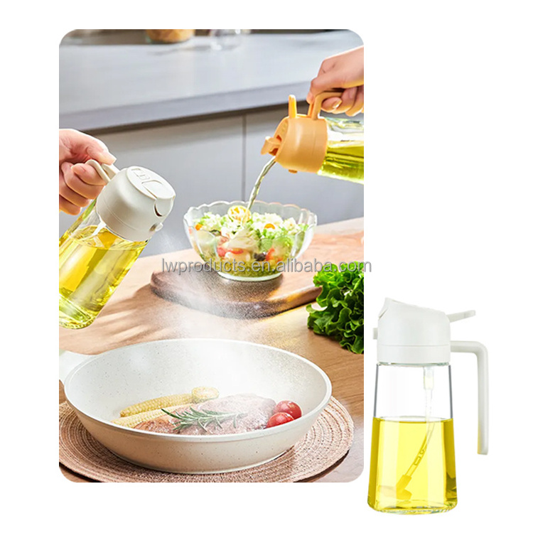 2 in 1 Glass Oil Mister Cooking Glass Spray Oil Control Container Vinegar Dispenser Olive Oil Sprayer Bottle For Kitchen Cooking