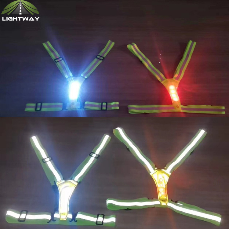 High Quality 2022 new design polyester Customized Logo led reflective night rechargeable running safety signal led Safety Vest