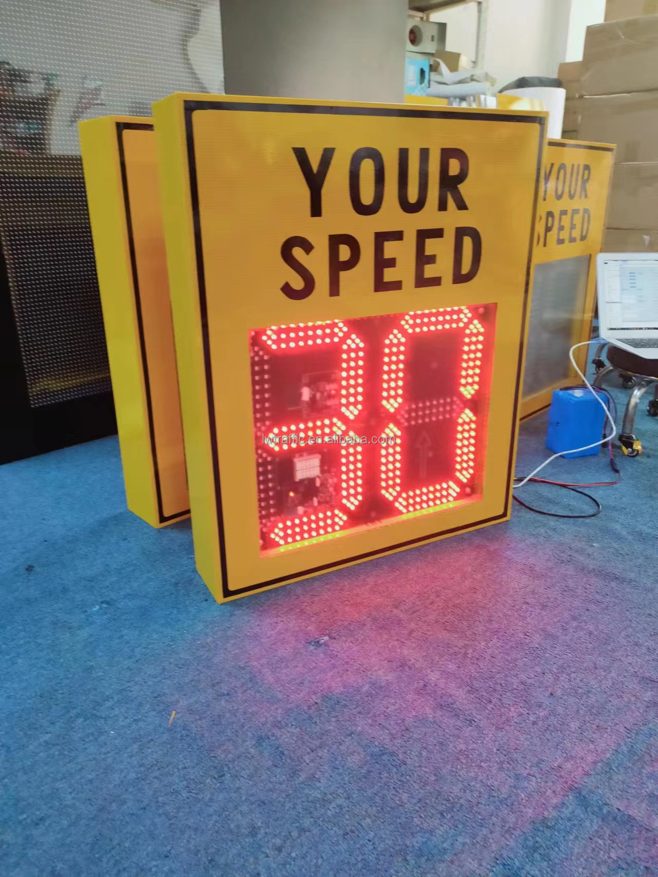 Factory LED display portable traffic signs speed detector solar radar speed limited sign speed radar sign