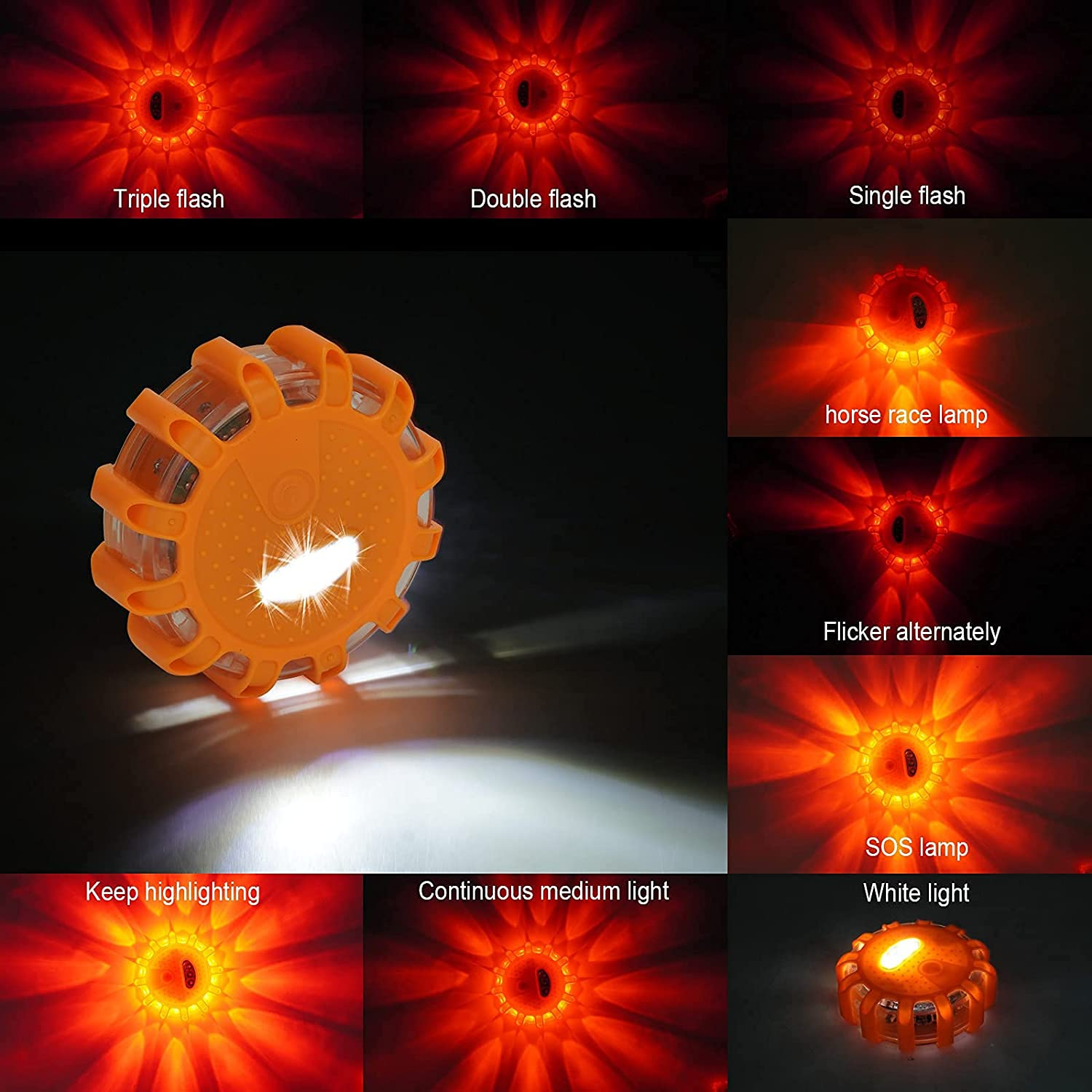 9 Modes 3 White 12 Red LED Emergency Safety Flash Strobe Car Door Road Flares Flashing Magnetic LED Warning Light