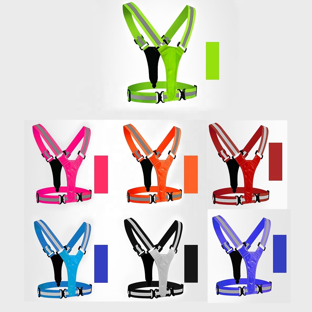 High visibility LED Reflective Sports Belt Safety Vest with 8 LED Lights for Outdoor Running Jogging Cycling