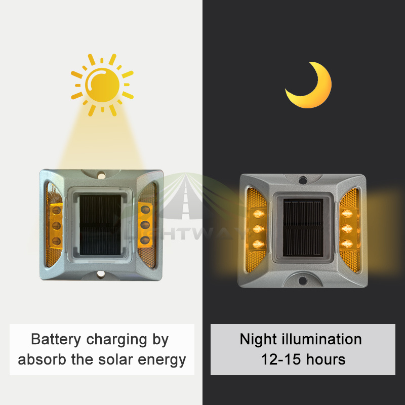 Aluminum Solar Power Flashing LED Road Marker Cat Eye Road Stud Raised Pavement Marker Light for Driveway