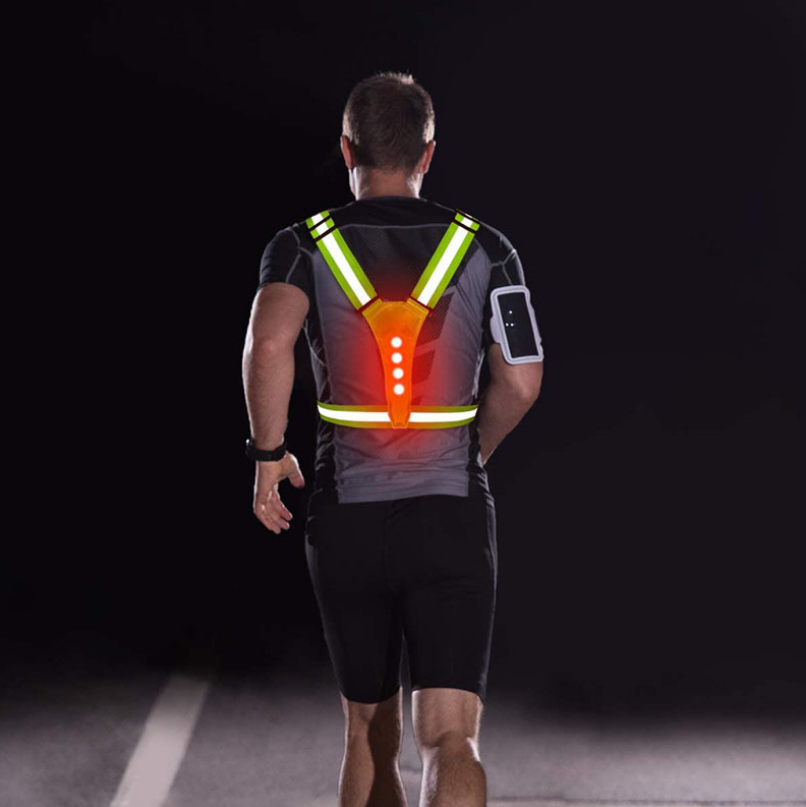 High Quality 2022 new design polyester Customized Logo led reflective night rechargeable running safety signal led Safety Vest