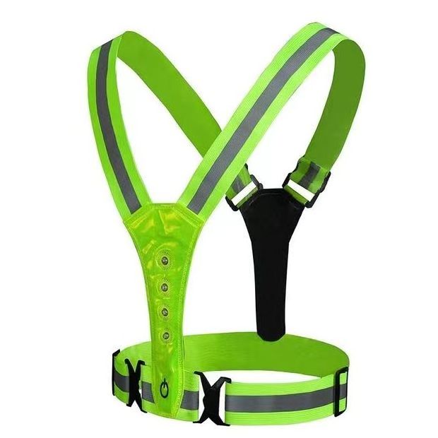 Breathable Belt Traffic Vest with LED Lights for Bag Safety Black Color led reflective running vest with front light