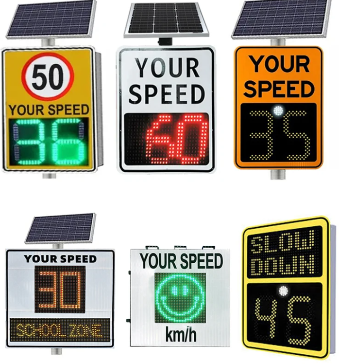 Factory LED display portable traffic signs speed detector solar radar speed limited sign speed radar sign