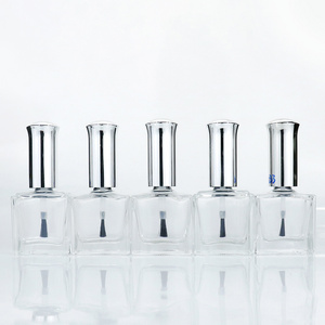 17ml Glass Transparent Nail Liquid Cosmetics Bottles Empty Rectangle Clear Nail Polish Bottle With Brush