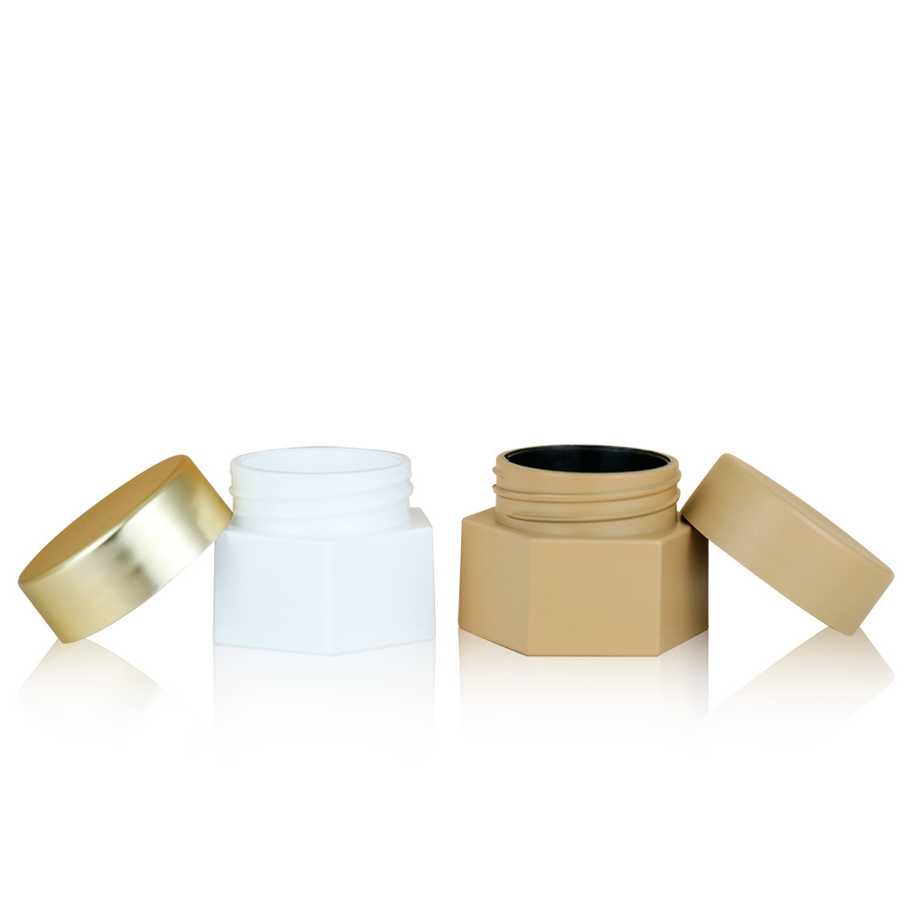 OEM/ODM 5g Luxury hexagon empty plastic cosmetic cream jars with lid customized logo