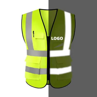 Custom LOGO Hi-Vis Safety vest/Workwear construction clothing safety work reflective vest with pockets