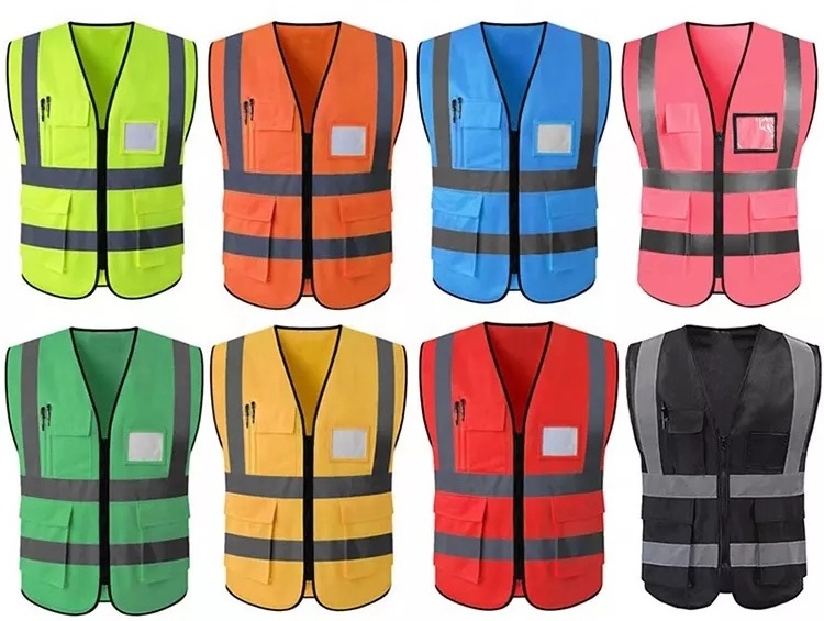 Custom LOGO Hi-Vis Safety vest/Workwear construction clothing safety work reflective vest with pockets