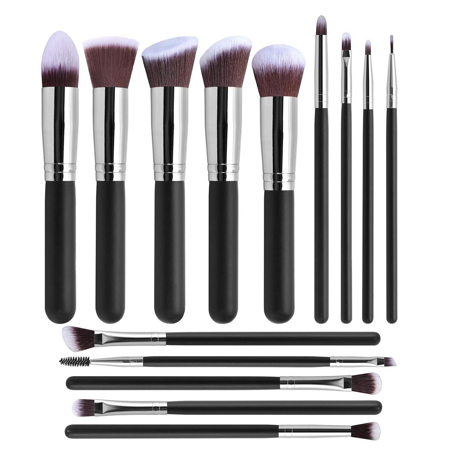 Factory Made 14pcs Makeup Brush Set Black Wooden Handle Private Logo Oem/pem Beauty Tools Factory Direct