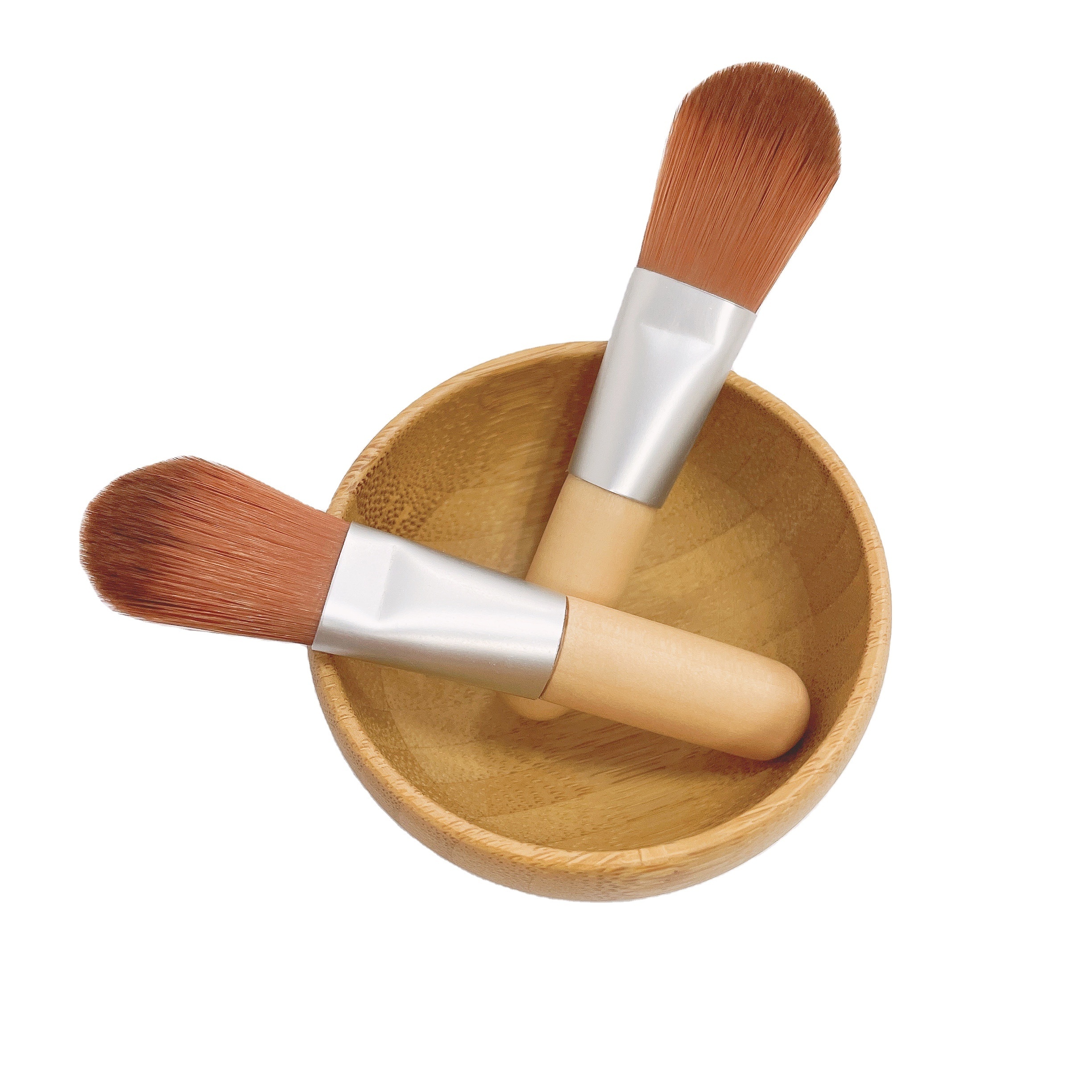 Small Skin Care DIY Cosmetic Bamboo Mask Mixing Bowl Tool Sets 4 pack with Bowl Brush,Blade Mini Spoons Mini Mask Brush And Bowl