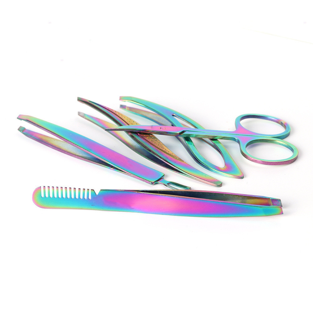 Professional Stainless Steel Travel Grooming Kit Eyebrow Trimmer & Eyelash Applicator Scissor in Fashionable Colors