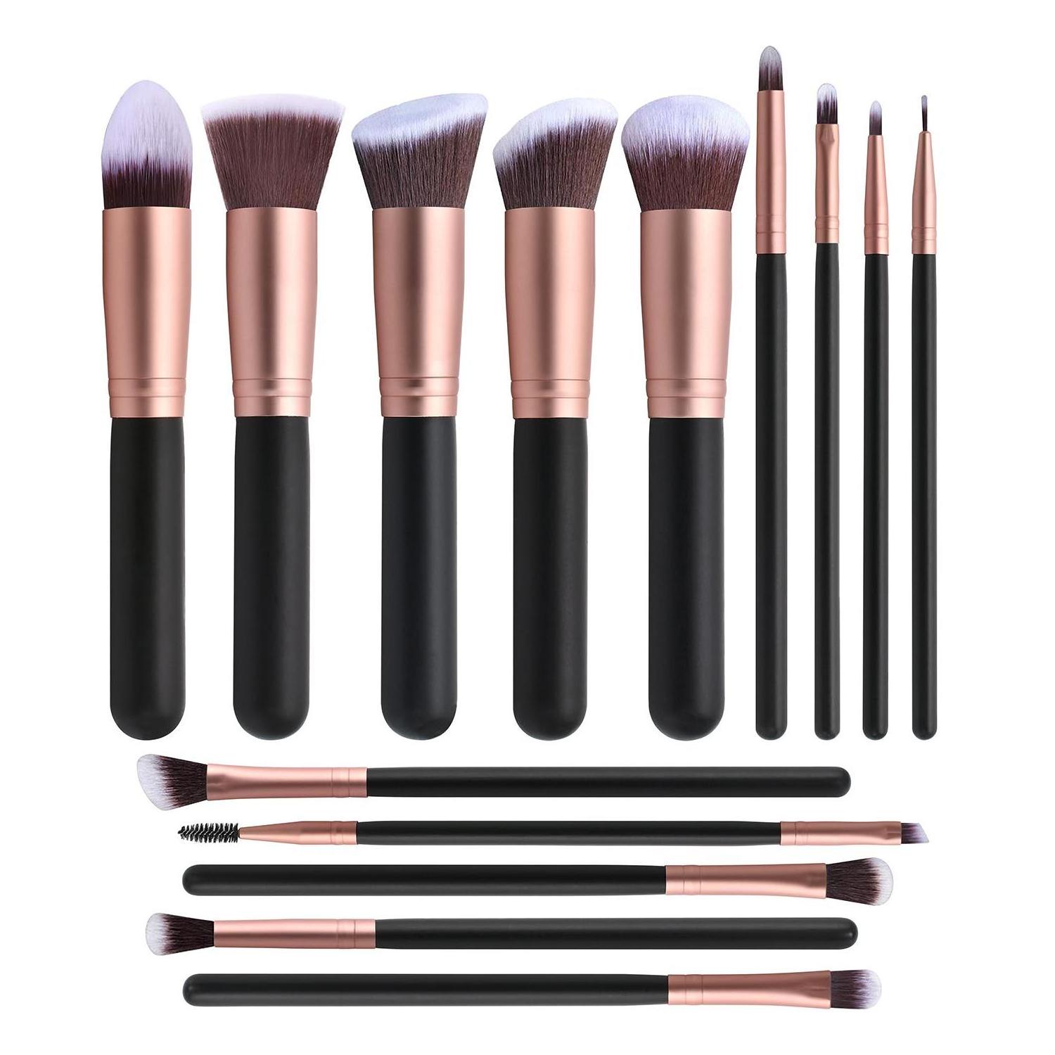 Factory Made 14pcs Makeup Brush Set Black Wooden Handle Private Logo Oem/pem Beauty Tools Factory Direct